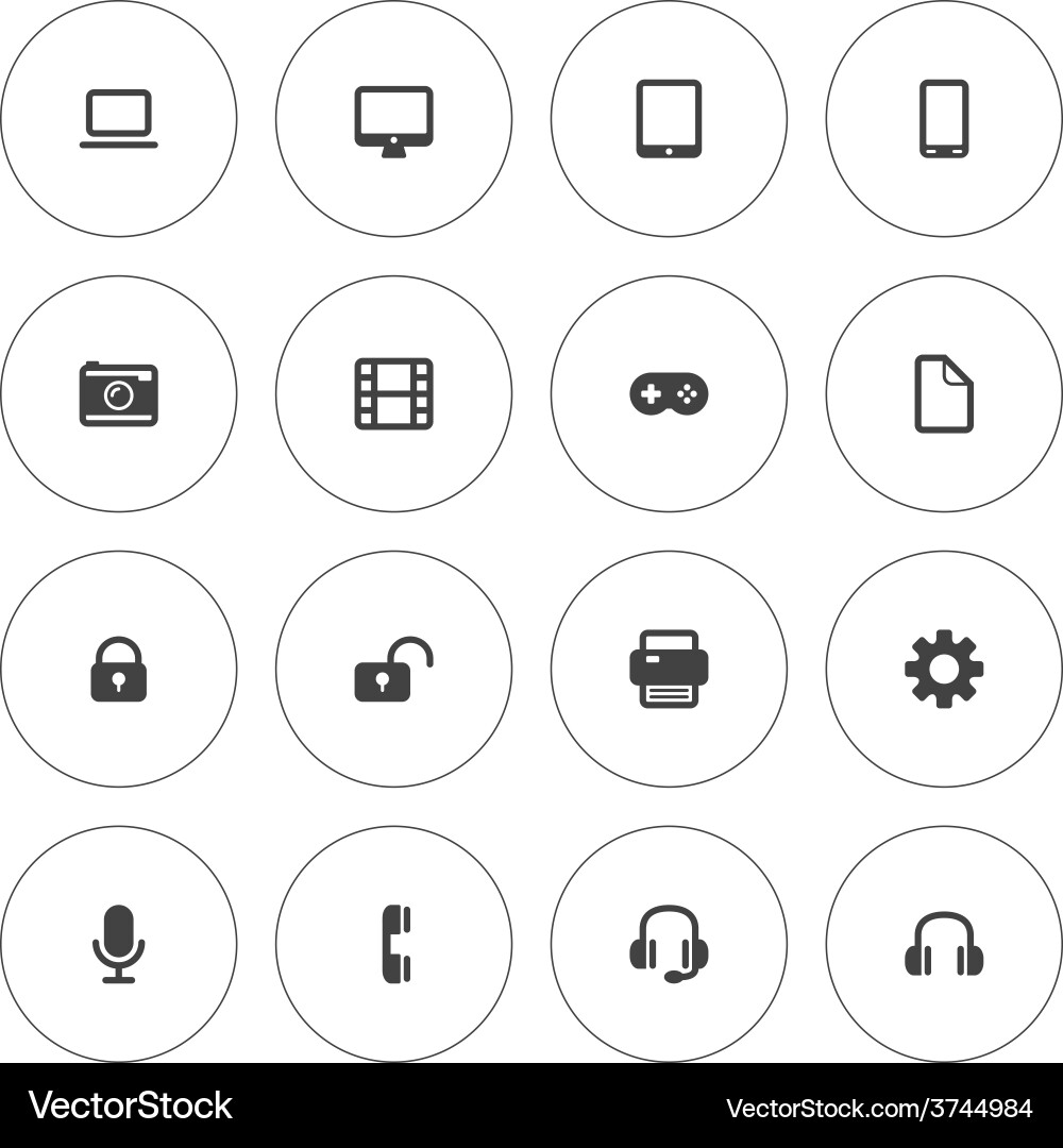 Flat icon set for web and mobile technology icons vector image