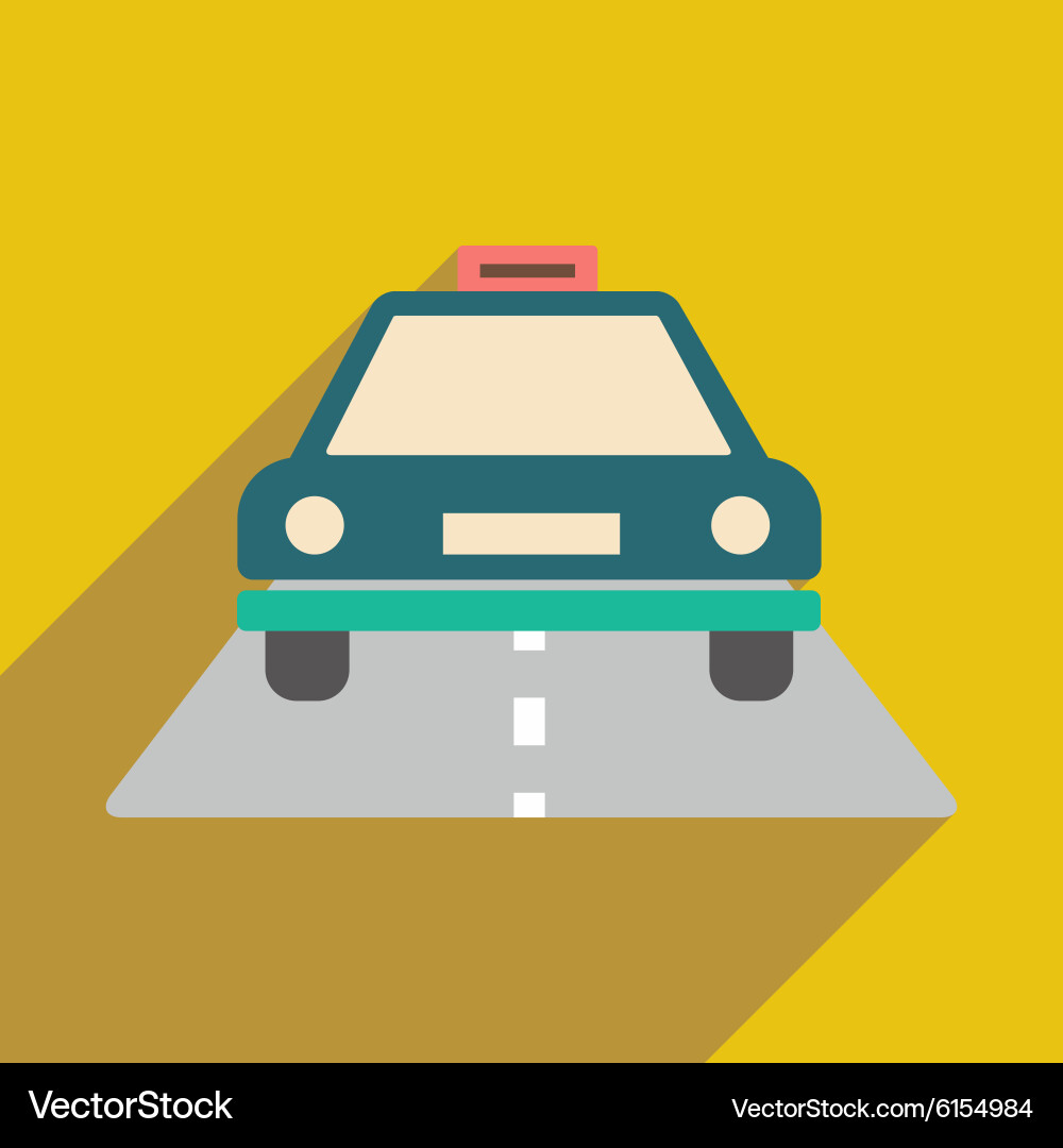 Flat with shadow icon and mobile application taxi vector image