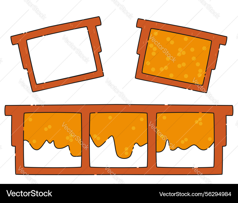Frames for honeycombs in a beehive of different Vector Image