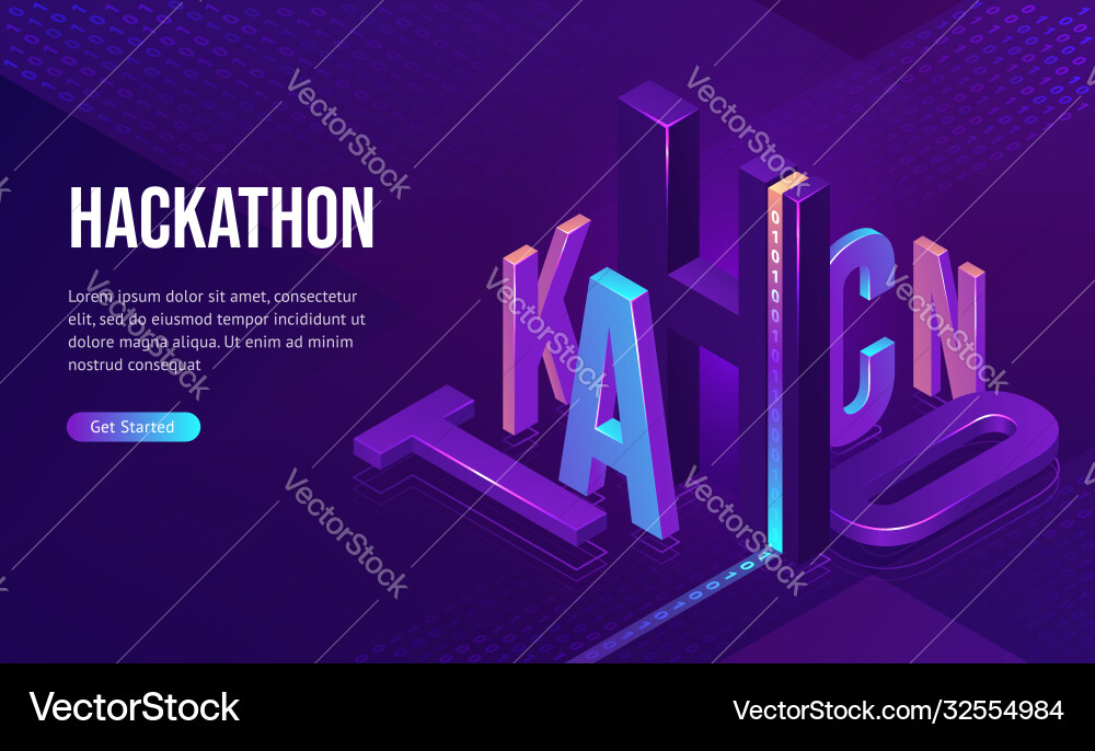 Hackathon isometric landing software development Hackathon isometric landing software development vector image