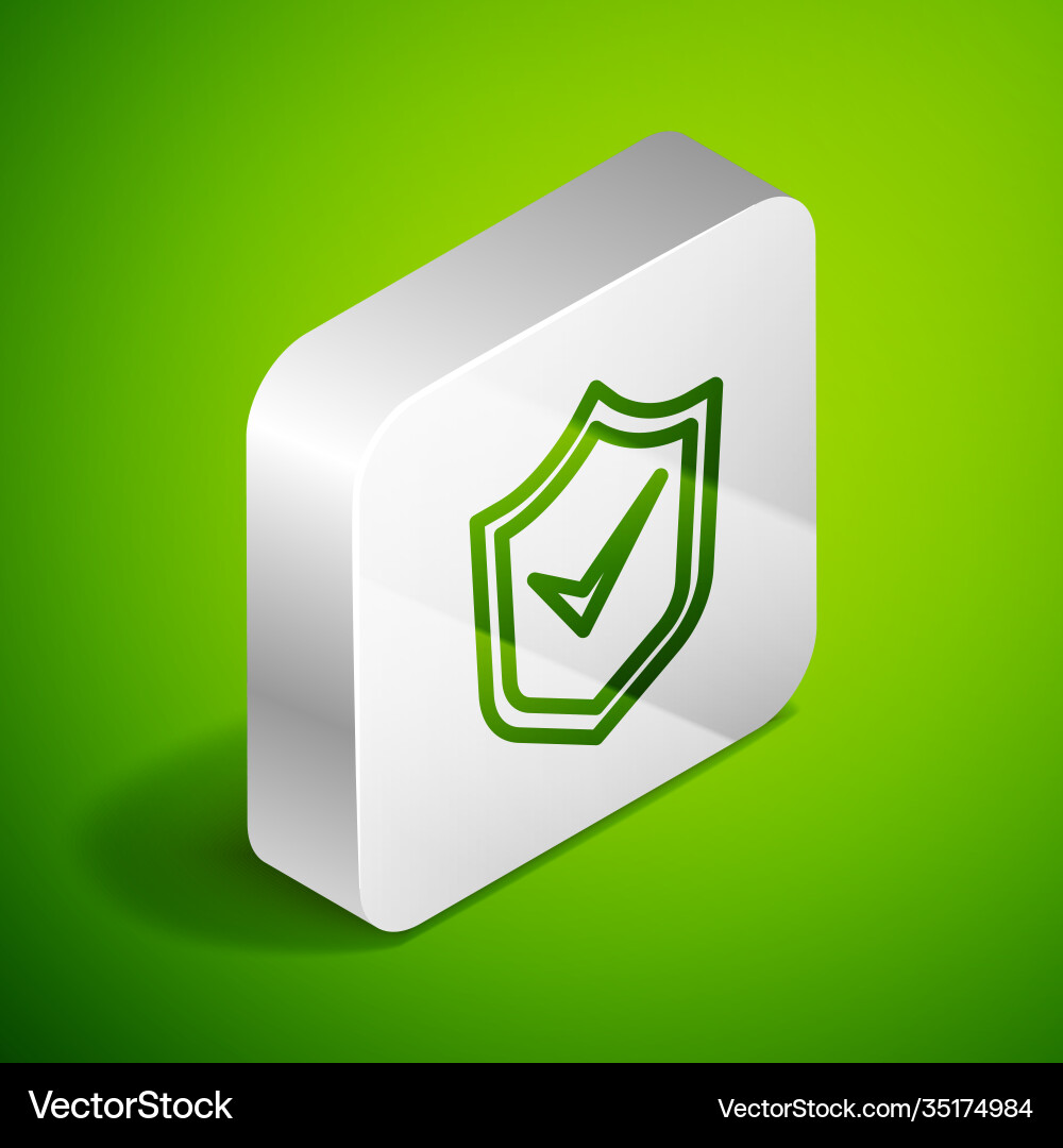 Isometric line shield with check mark icon vector image