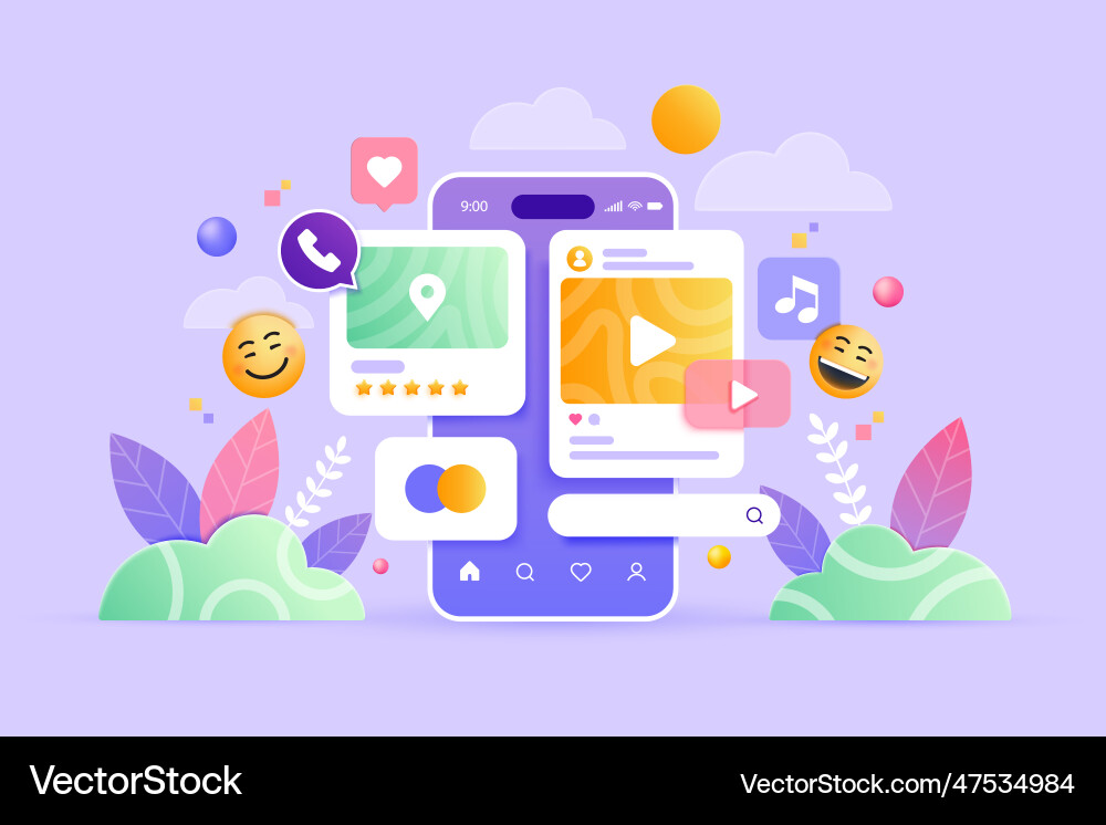 Modern 3d of social media Modern 3d of social media vector image