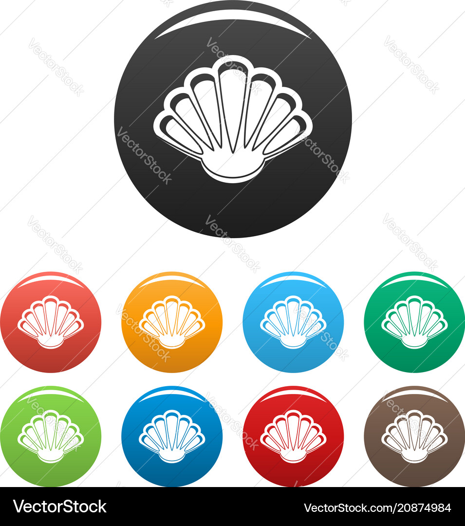 Nice shell icons set color Vector Image