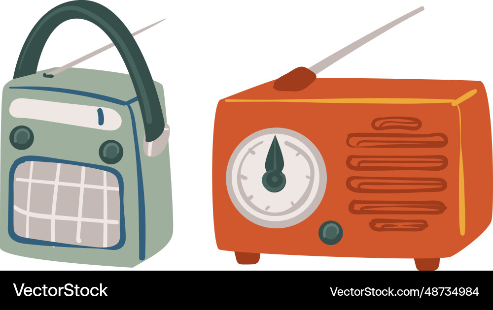 Radio with recording and playing functions retro Radio with recording and playing functions retro vector image