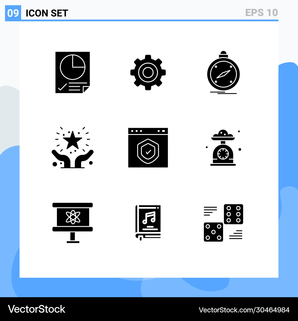 Set 9 solid glyphs on grid for safe giving Vector Image