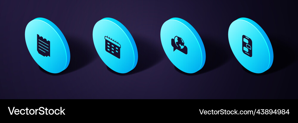 Set isometric new chat messages notification Vector Image