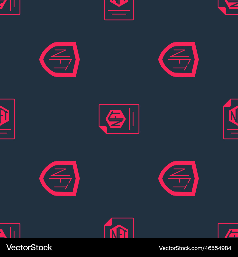Set nft shield and contract on seamless pattern Set nft shield and contract on seamless pattern Vector Image