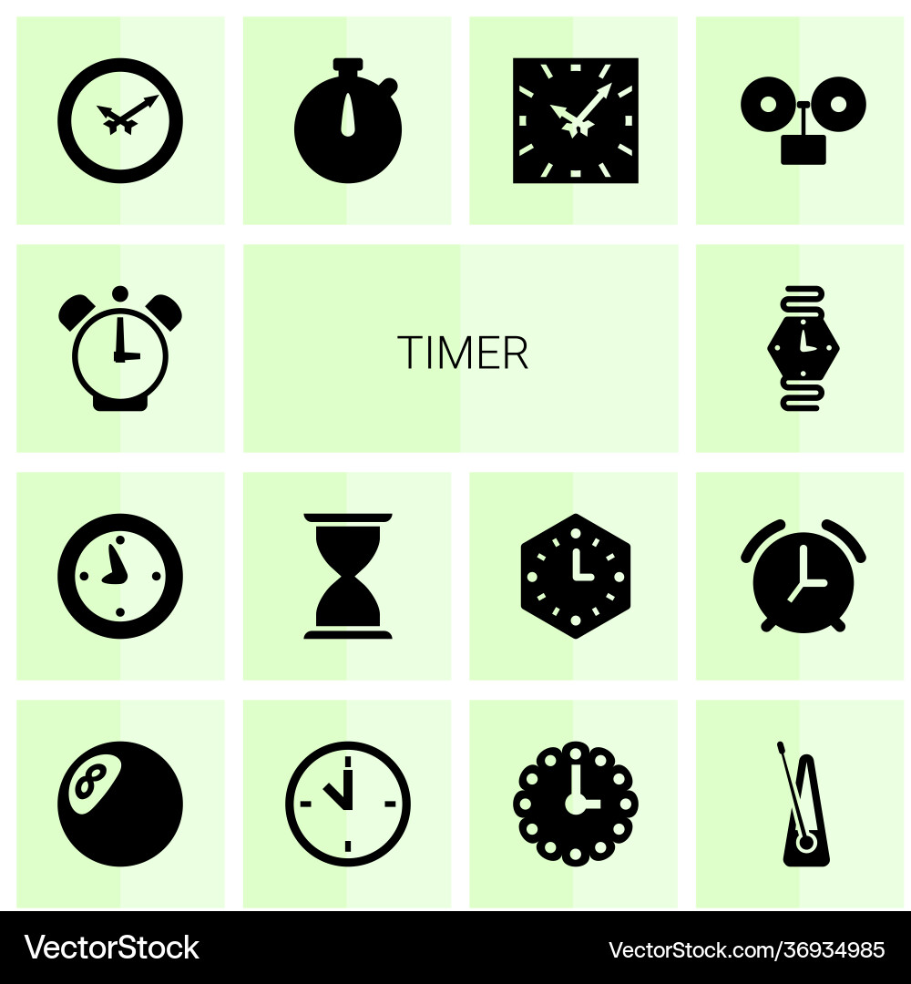 14 timer icons vector image