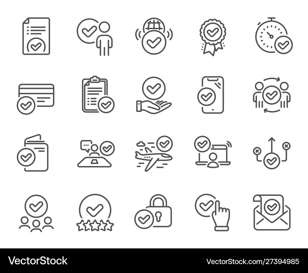 Approve line icons interviewed accepted document Approve line icons interviewed accepted document Vector Image