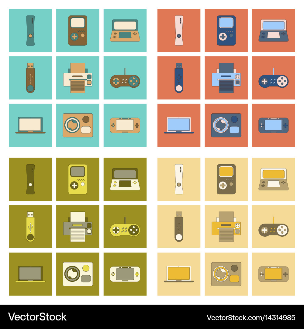 Assembly flat icon game console flash drive vector image