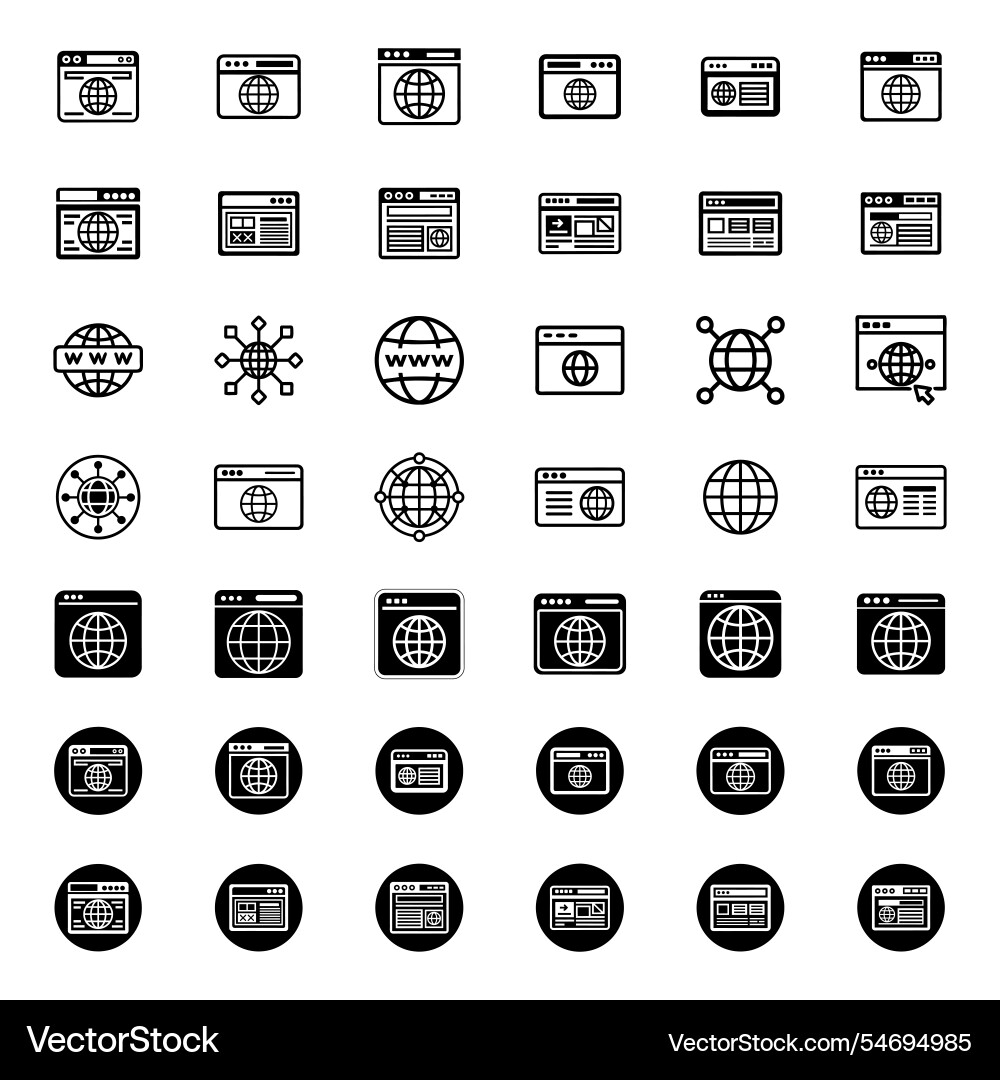 Browser icon bundle set in style Browser icon bundle set in style vector image