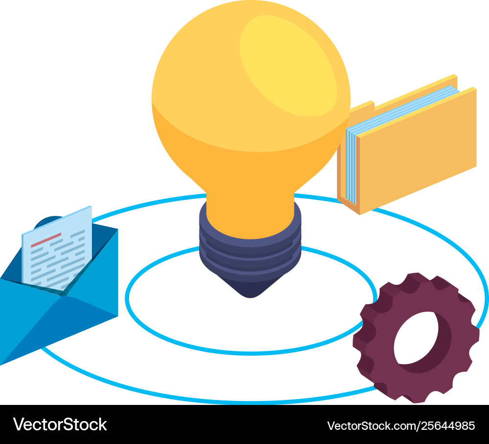 Bulb light idea and data icons Bulb light idea and data icons vector image