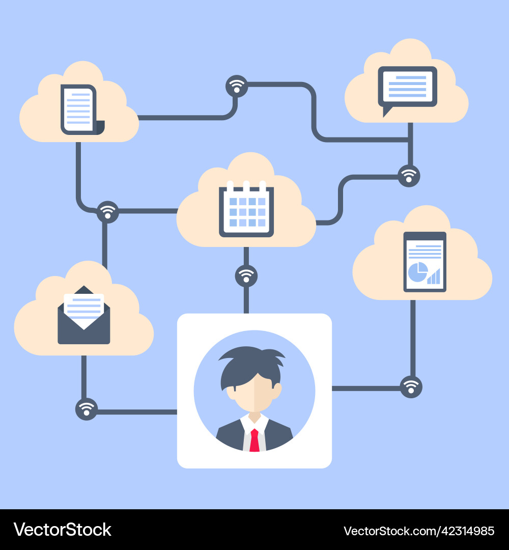 Cloud data server synchronize user protection vector image