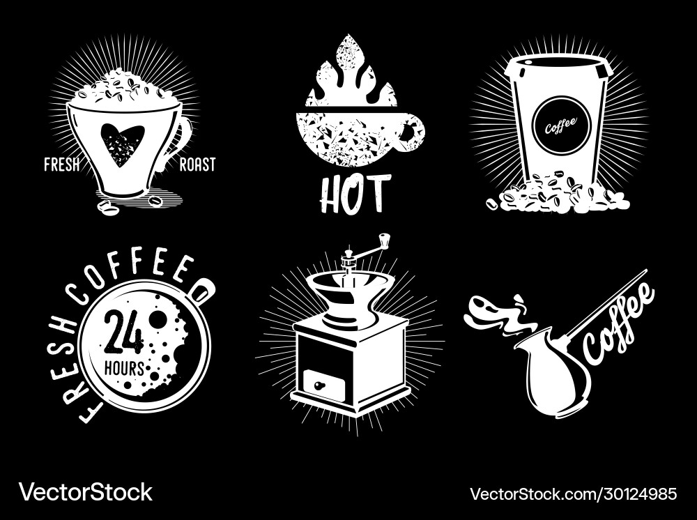 Coffee Shop Vintage Emblem Set Café Store Hipster Coffee Shop Vintage Emblem Set Café Store Hipster vektorbild