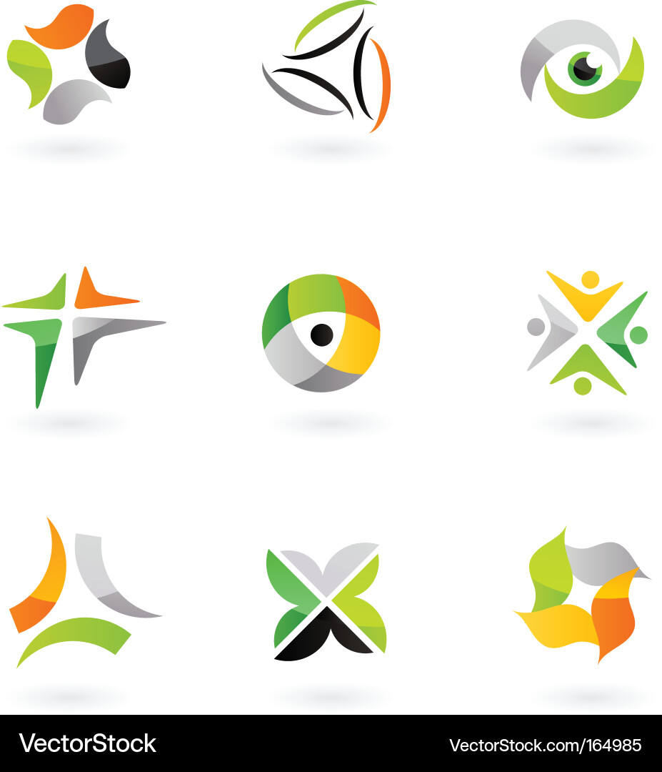 Colorful Abstract Icons & Symbols Vector Image
