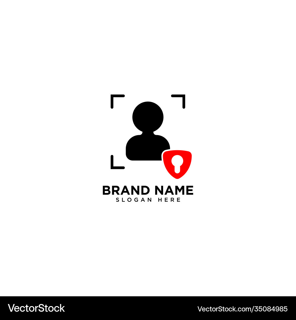 Face recognition scanning with shield and key Vector Image