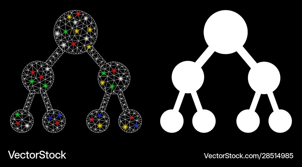 Flare mesh 2d binary tree icon with spots Flare mesh 2d binary tree icon with spots vector image