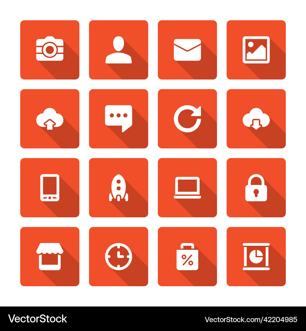 Flat icons set and long shadow effect Flat icons set and long shadow effect vector image