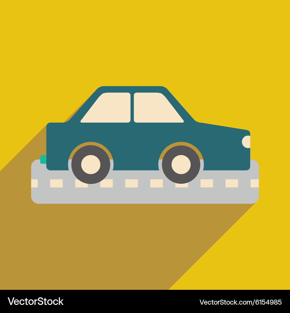 Flat with shadow icon and mobile application car vector image