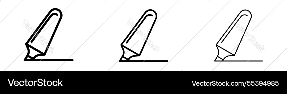 Highlighter icons in three different stroke lines Vector Image
