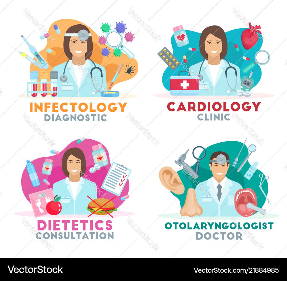 Medicine icons with doctors Medicine icons with doctors vector image