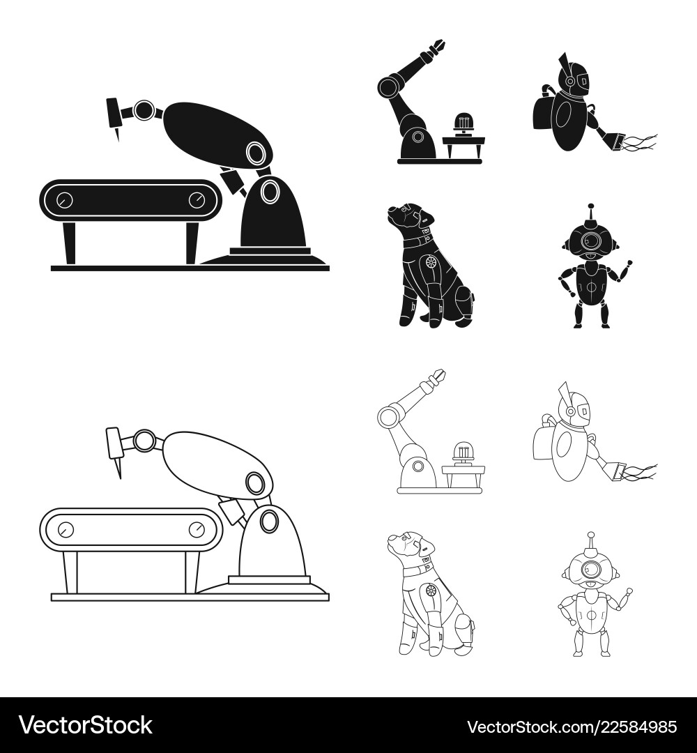 Robot and factory symbol Robot and factory symbol Vector Image