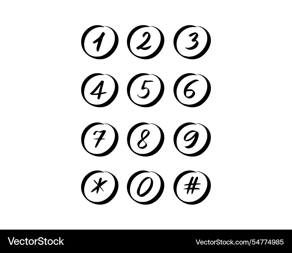 Scribble numbers in circle hand drawn font Scribble numbers in circle hand drawn font vector image