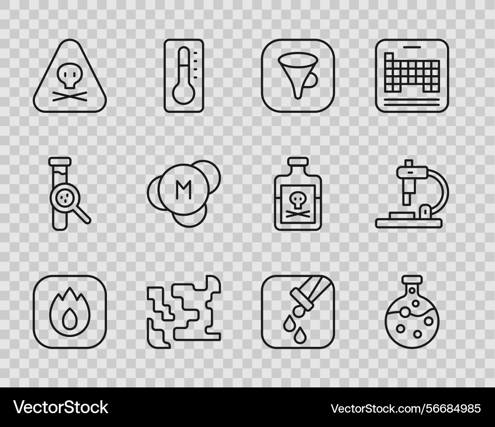 Set line fire flame test tube and flask funnel Set line fire flame test tube and flask funnel Vector Image