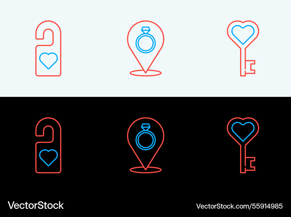 Set line key in heart shape please do not disturb Set line key in heart shape please do not disturb vector image