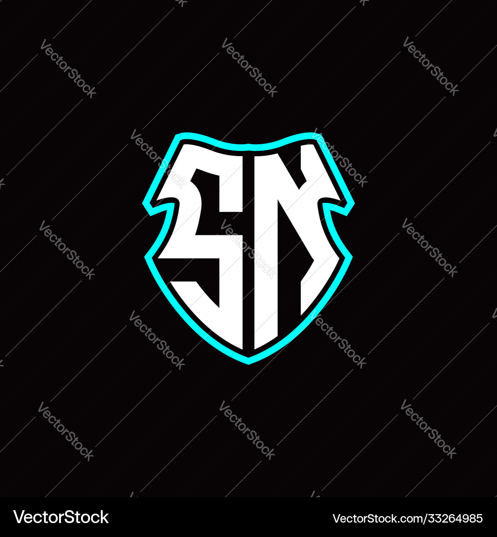 Sn initial logo design with a shield shape Sn initial logo design with a shield shape vector image