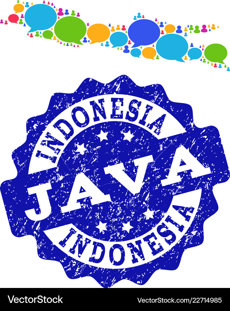 Social network map of java island with message Social network map of java island with message vector image