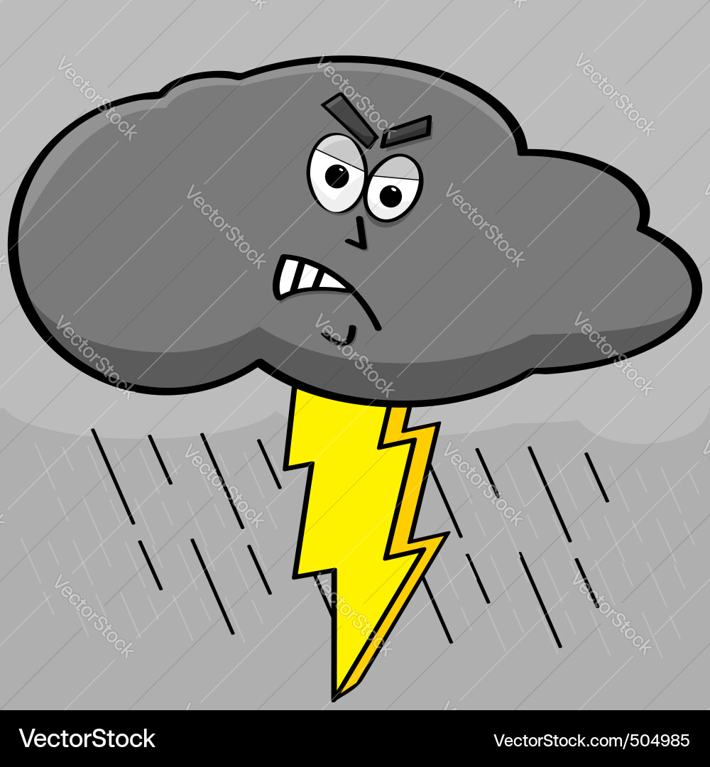 Stormy Cloud with Lightning Vector Image