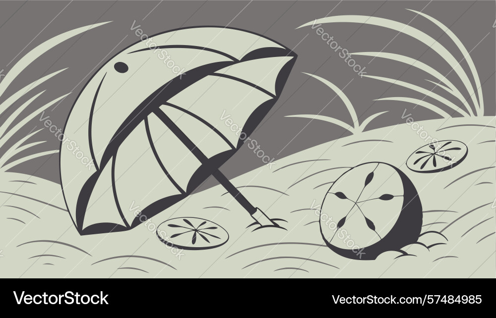 Umbrella with abstract time-like patterns vector image