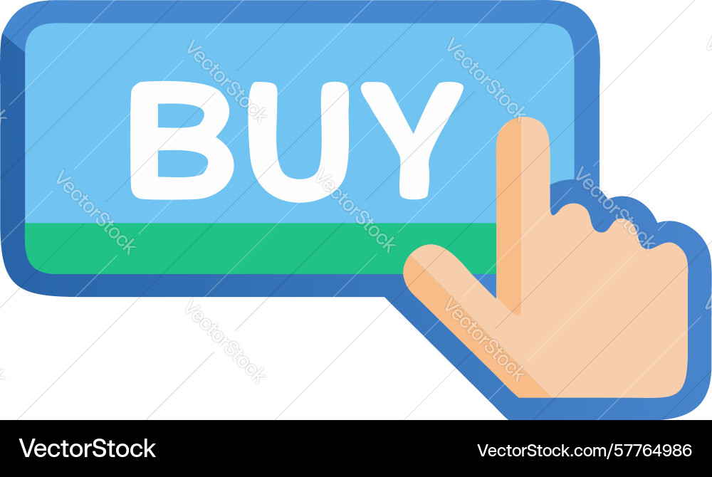Buy button with finger click call to action vector image
