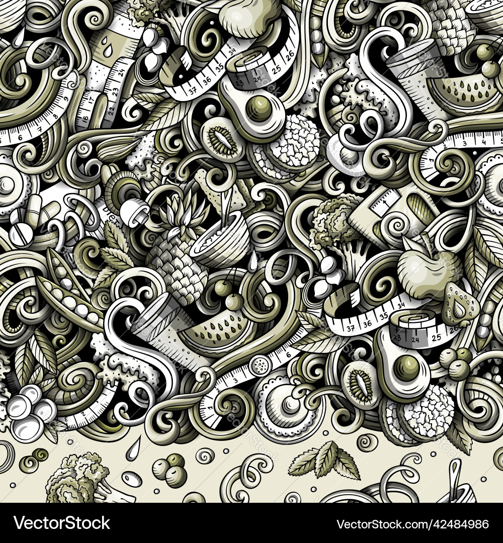 Cartoon doodles diet food frame graphics dietary Cartoon doodles diet food frame graphics dietary vector image