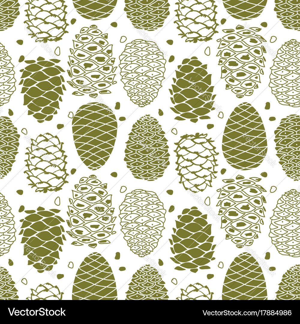 Cedar cones seamless pattern for your design vector image