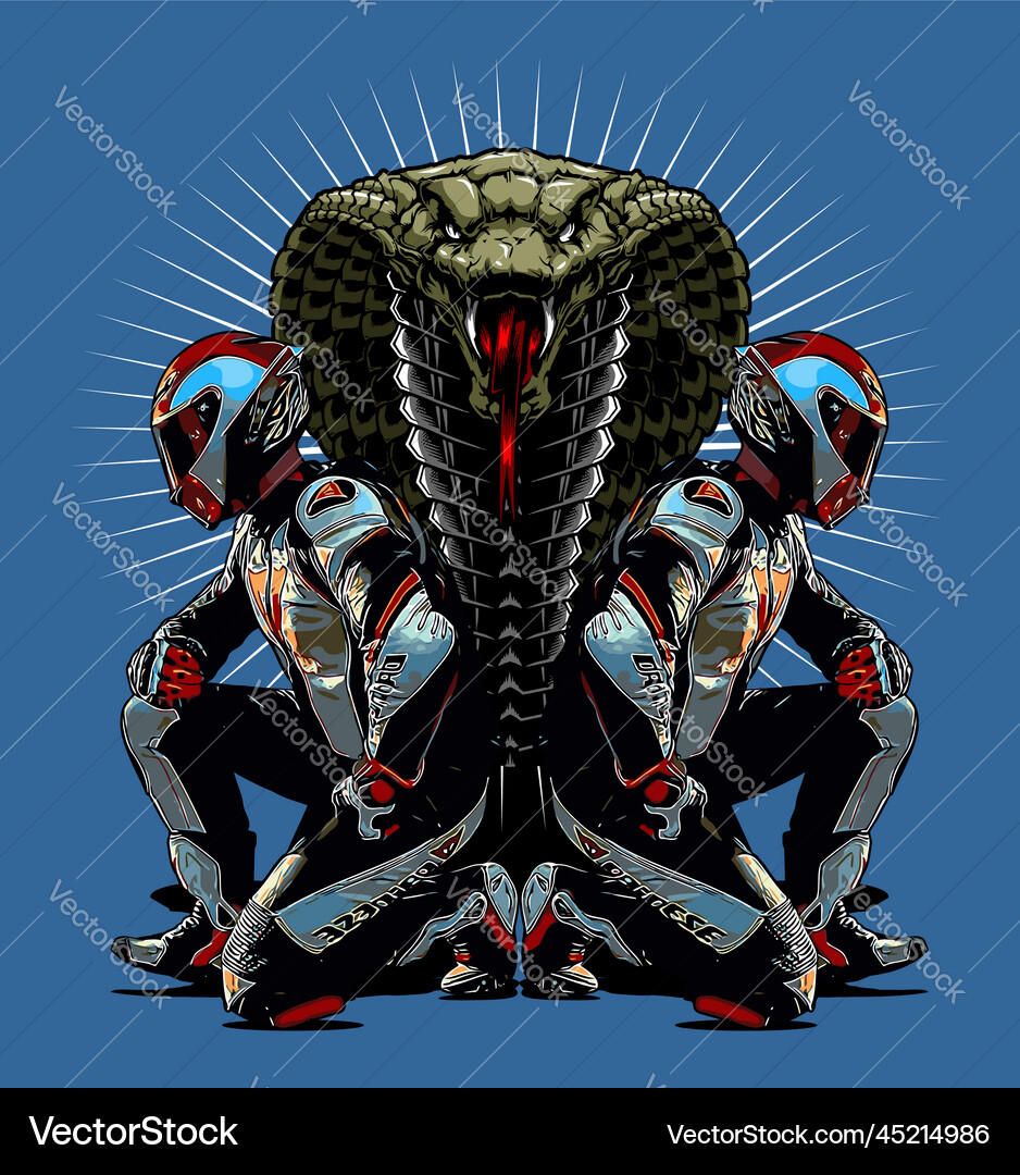 Crouching race with snake background Vector Image