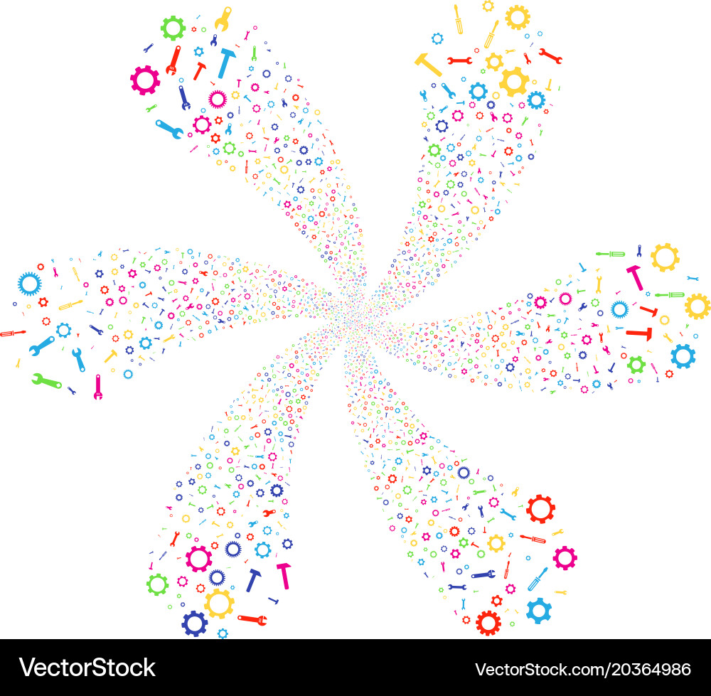 Dynamic Burst of Tools vector image