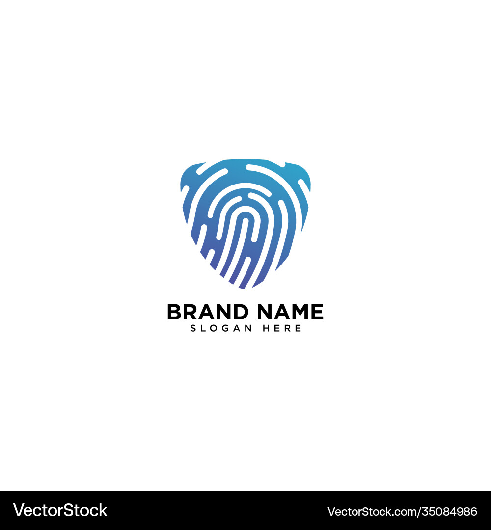 Fingerprint loop icon with shield technology Fingerprint loop icon with shield technology vector image