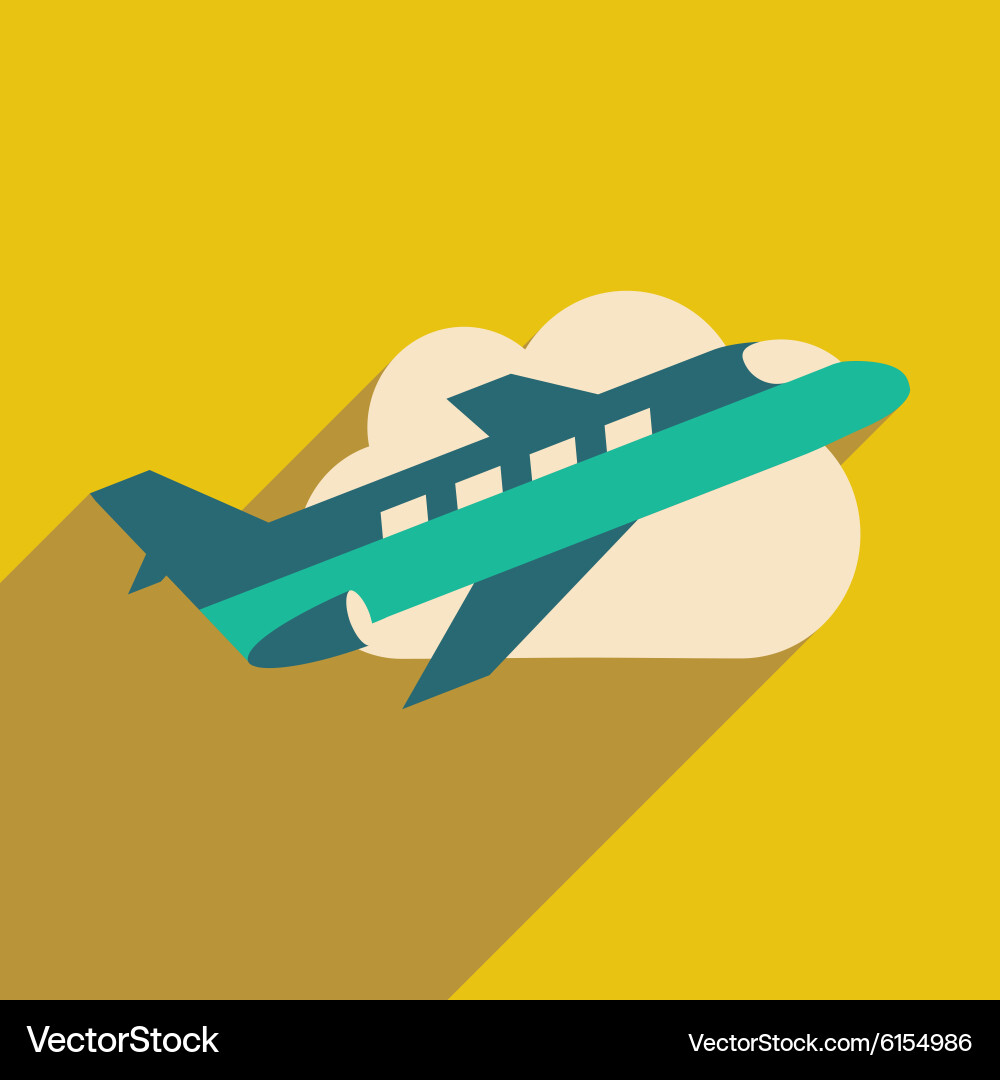 Flat with shadow icon and mobile application plane vector image