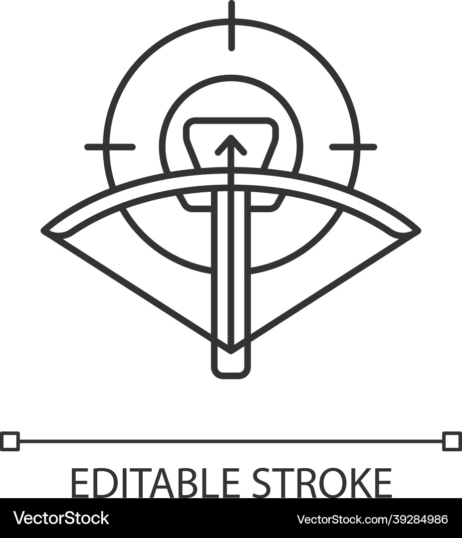 Hunting with crossbow linear icon Vector Image