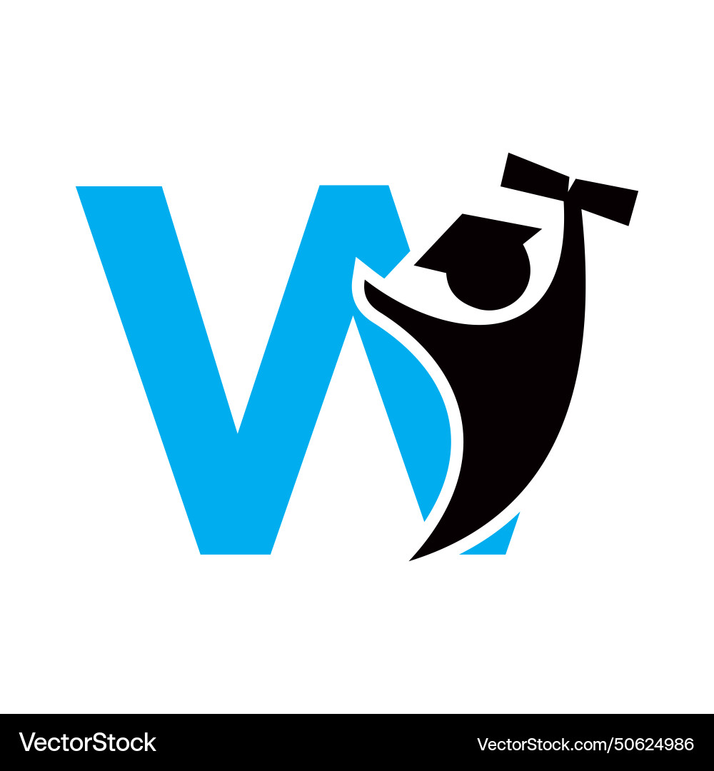 Letter w education logo design graduation symbol Vector Image