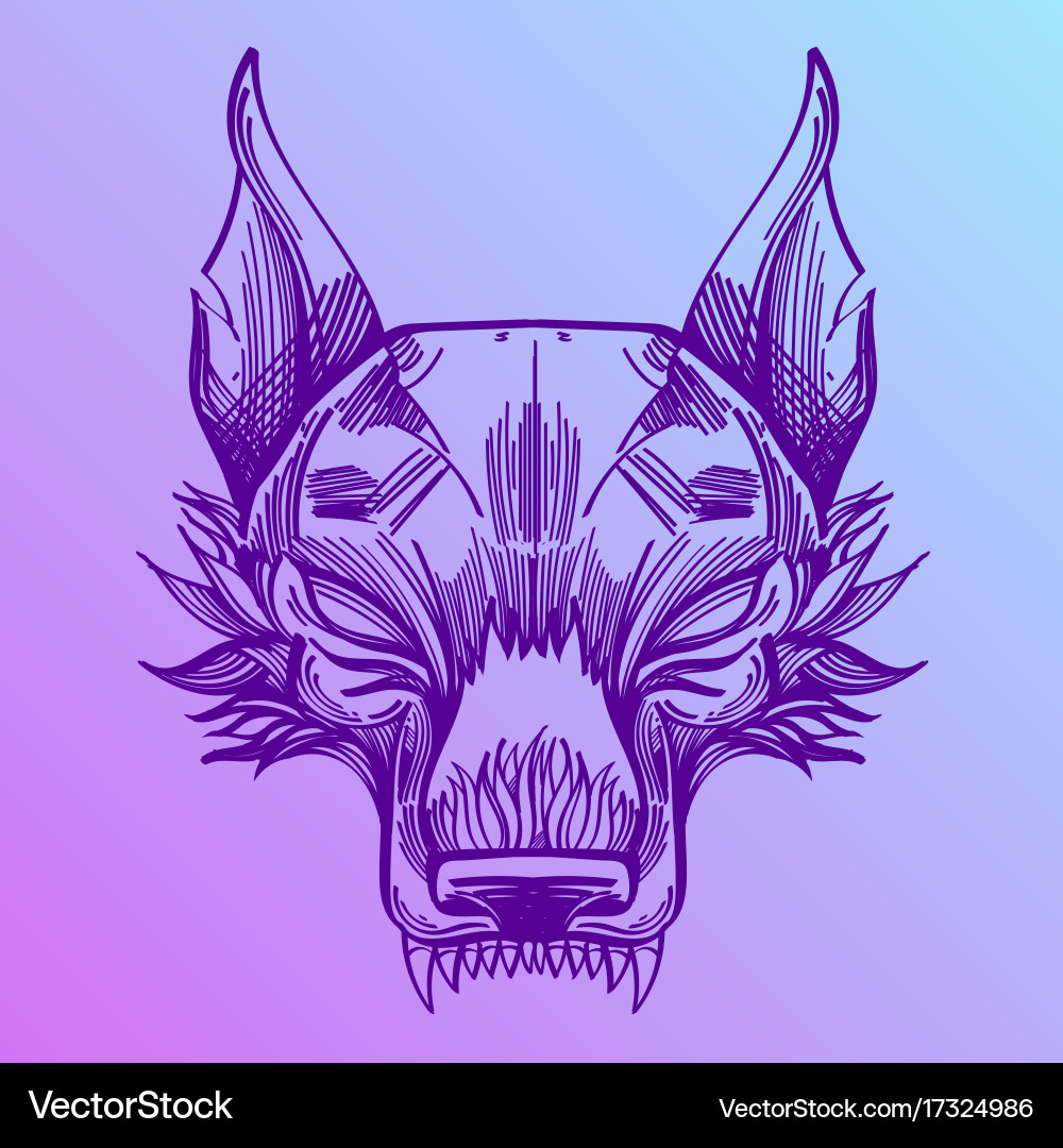Muzzle of a wolf is an for creating sketches vector image