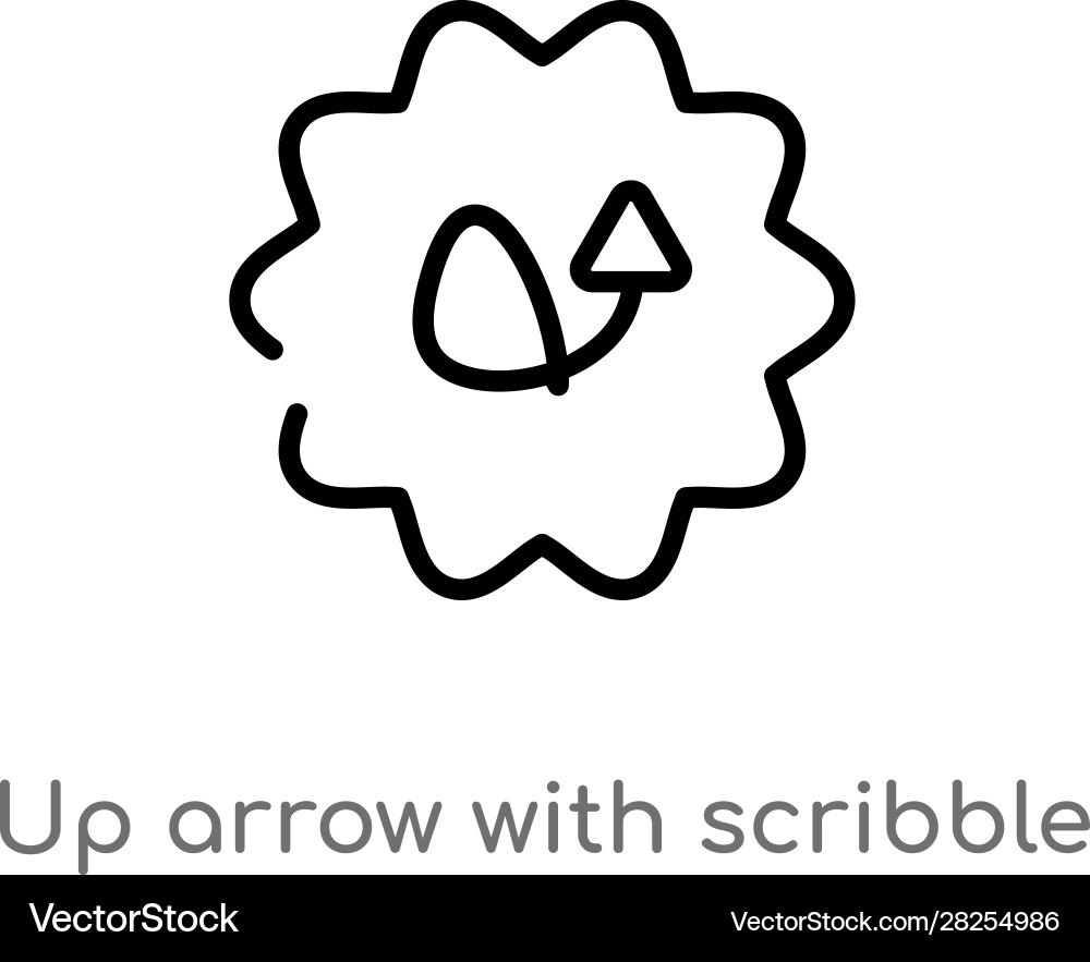 Outline up arrow with scribble icon isolated vector image