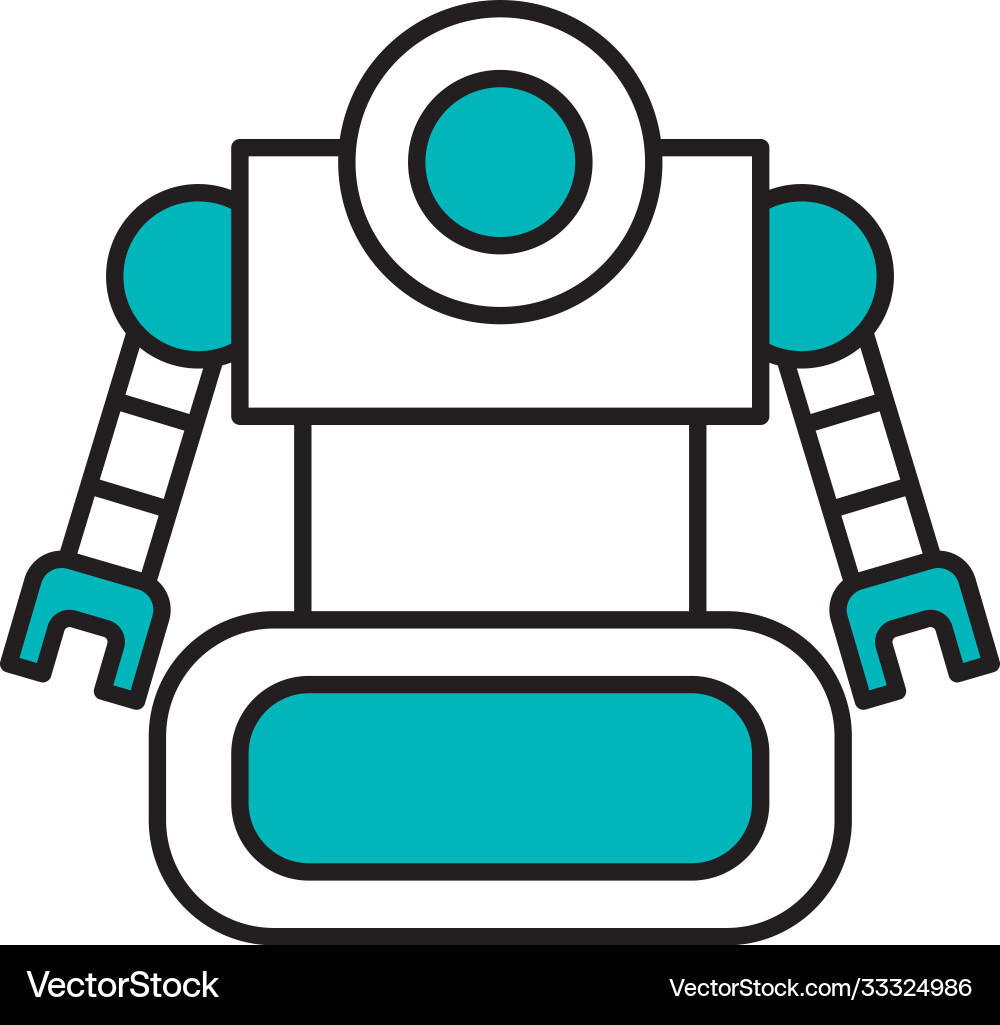 Robotics concept big robot icon half line vector image