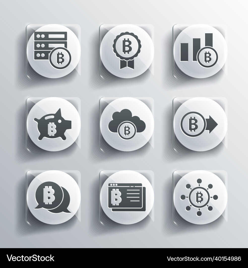 Set bitcoin in browser blockchain technology Set bitcoin in browser blockchain technology vector image