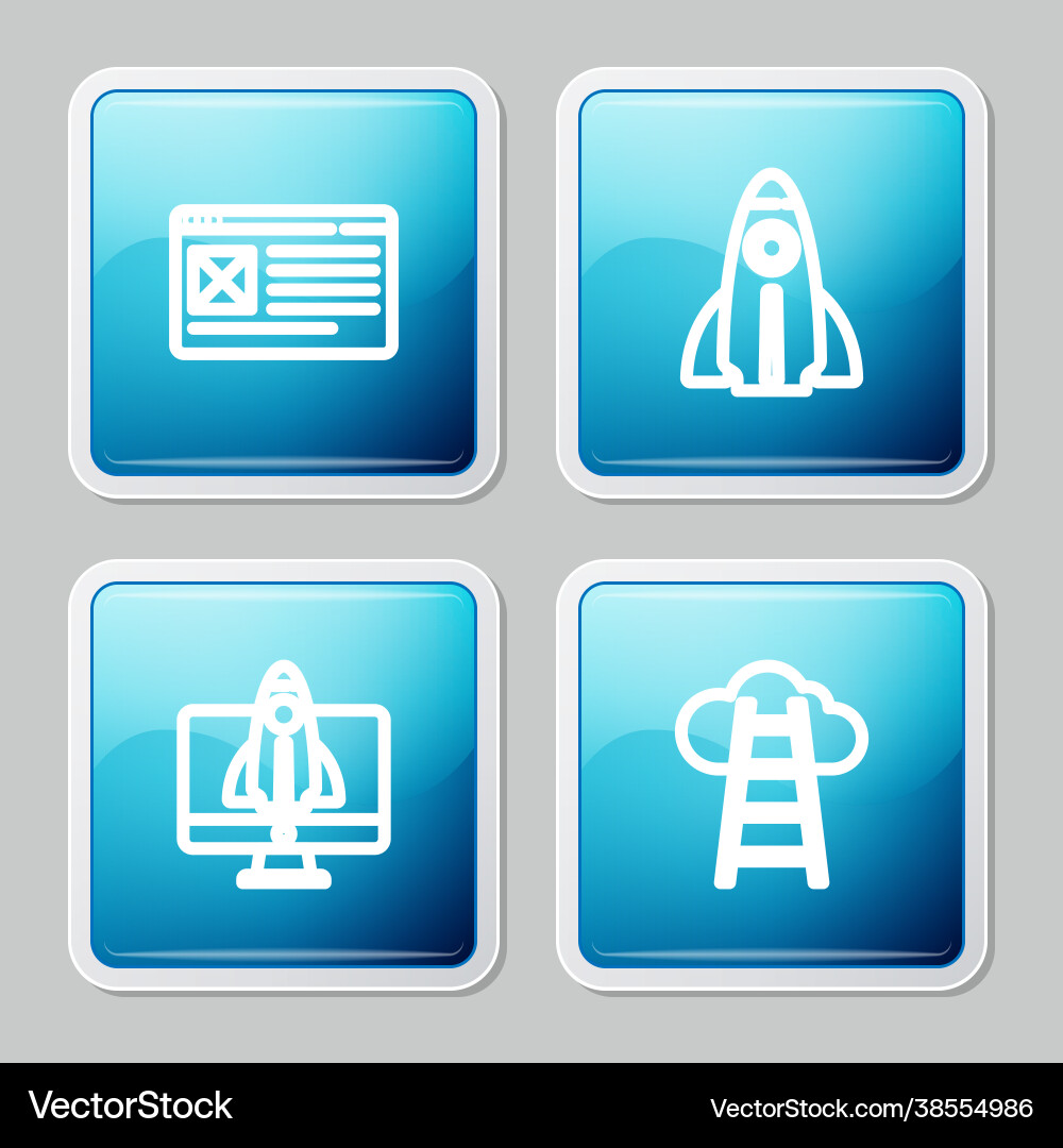 Set line browser window startup project concept Vector Image