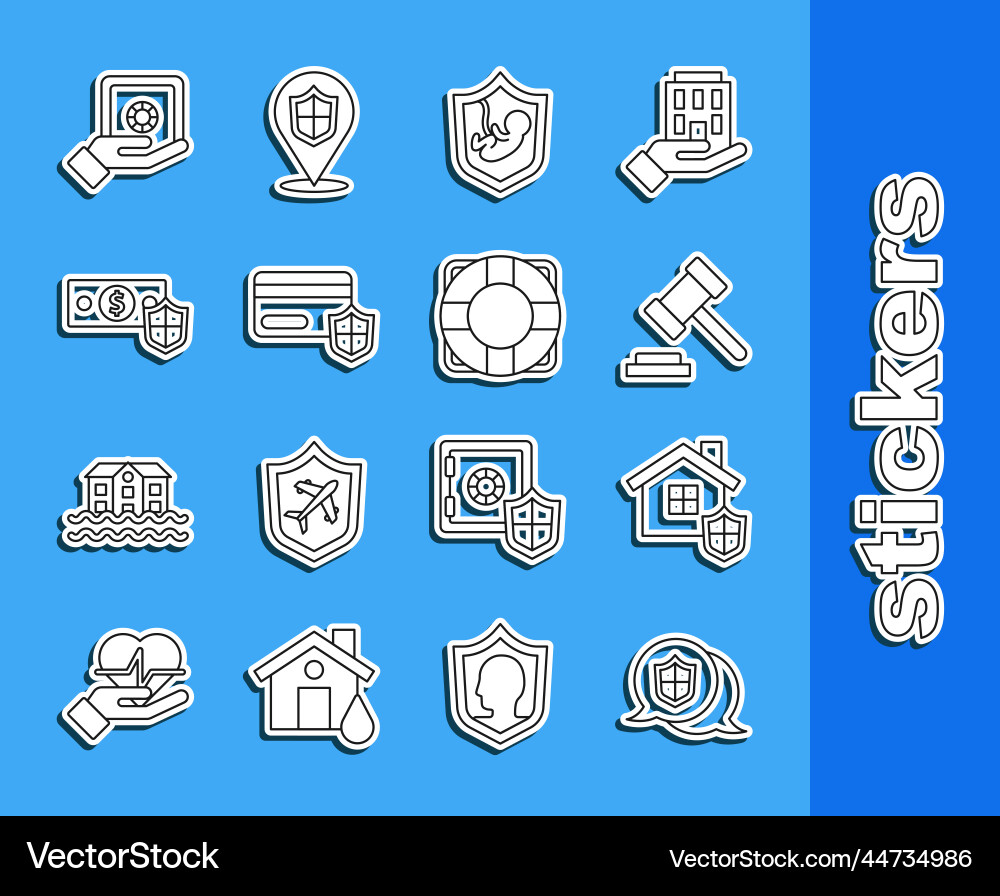 Set line location shield house with judge gavel Set line location shield house with judge gavel Vector Image