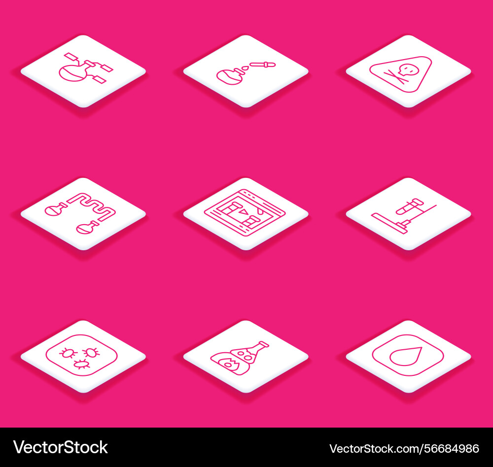 Set line test tube and flask triangle warning Set line test tube and flask triangle warning Vector Image
