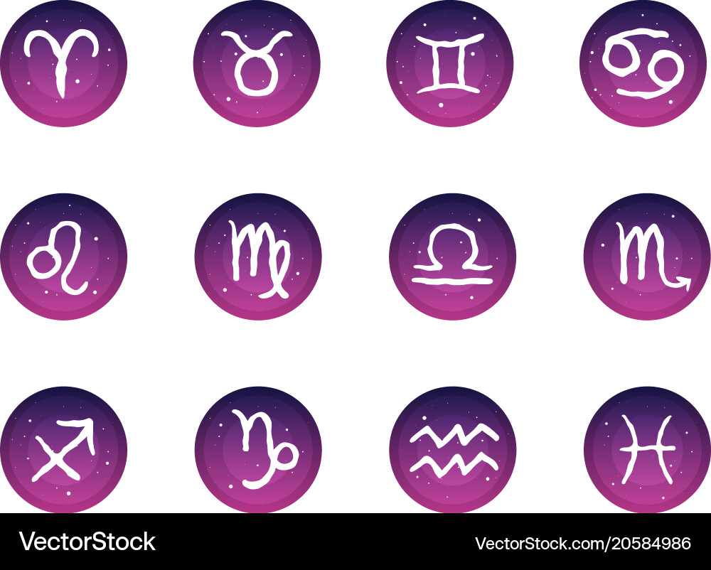 Zodiac Signs in Space Circles Vector Image